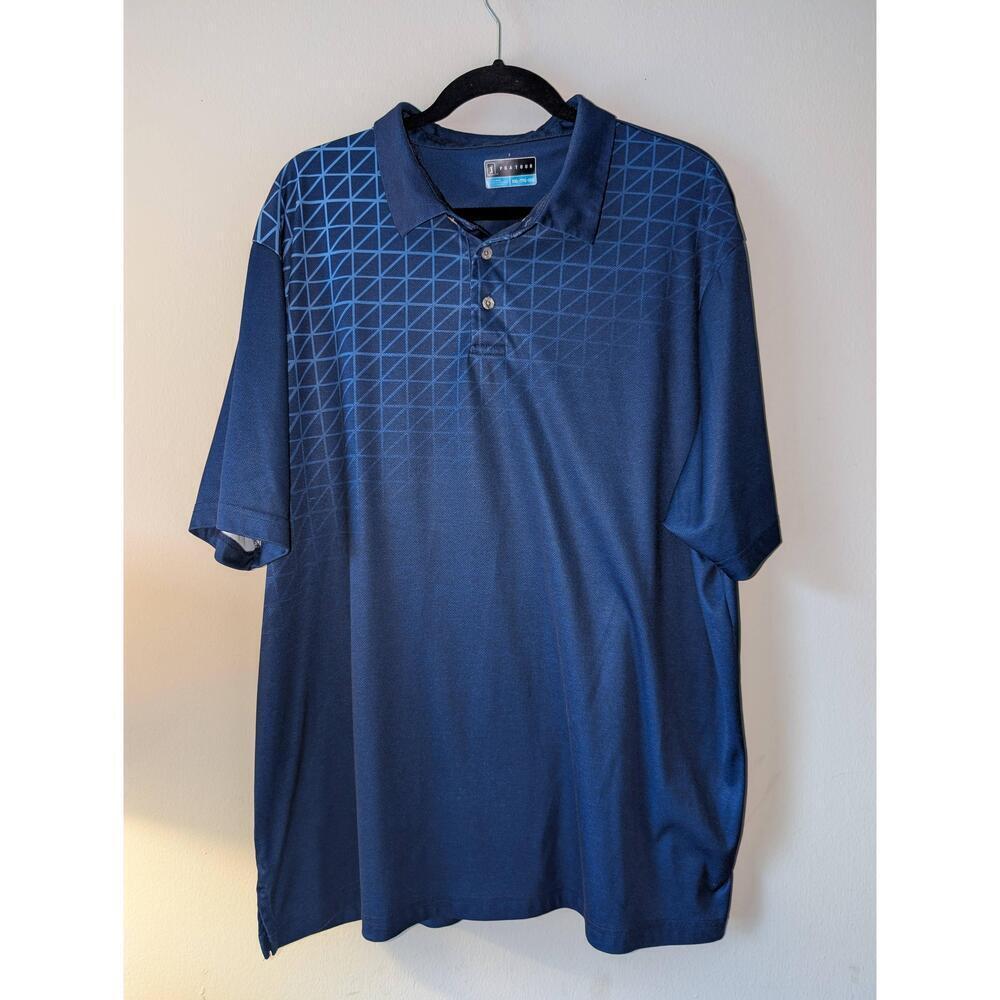PGA Tour Shirt Mens Size XXL Royal Blue Polo Fade Geometric Pattern Collared
